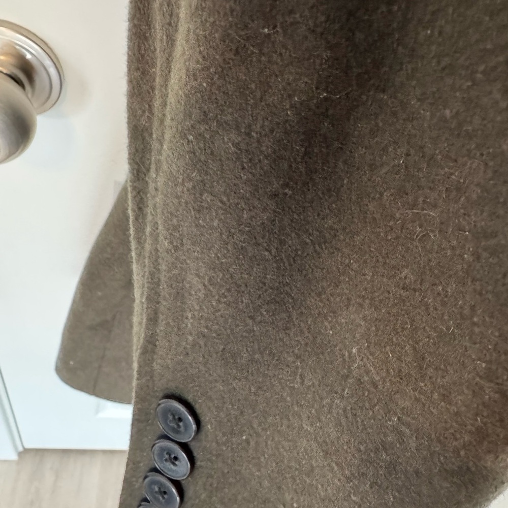 DKNY Men's Double-Breasted winter Pea Coat - Dark Olive - Picture 3 of 10